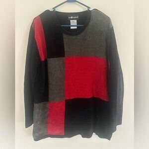 Sag Harbor Women's multiple colored black, red and Gray Sweater